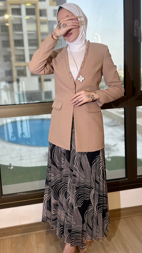 طقم بليزر نود مع تنورة شيفون بليسيه⁩⁩⁩⁩