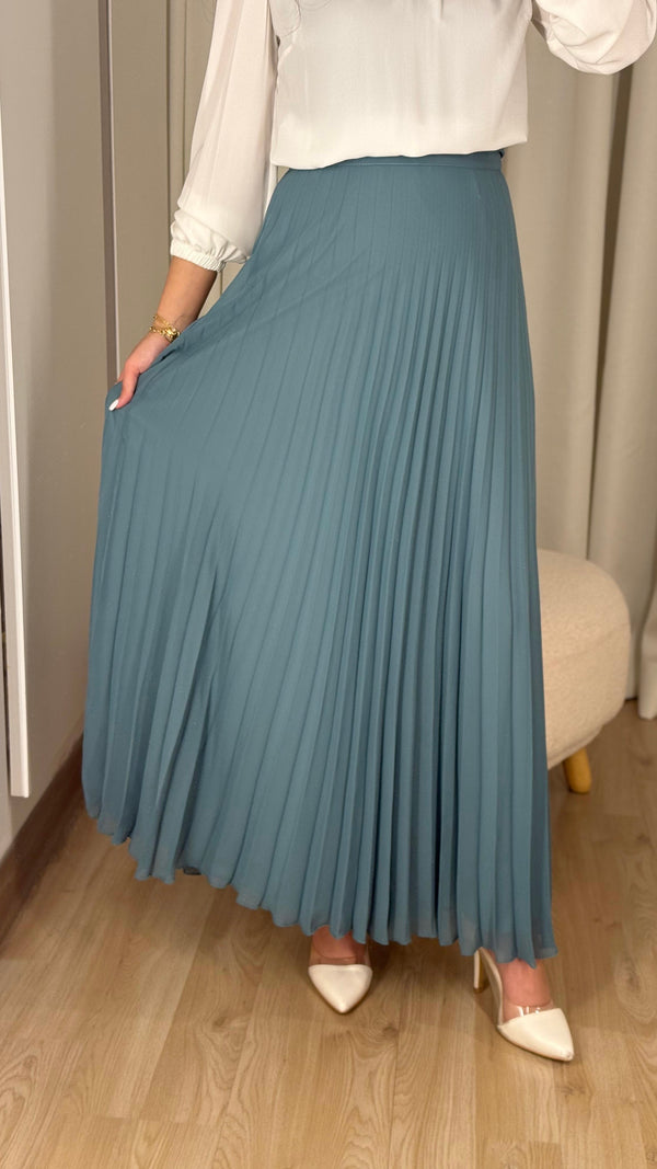 تنورة شيفون بليسي أنيقة – أخضر مائي