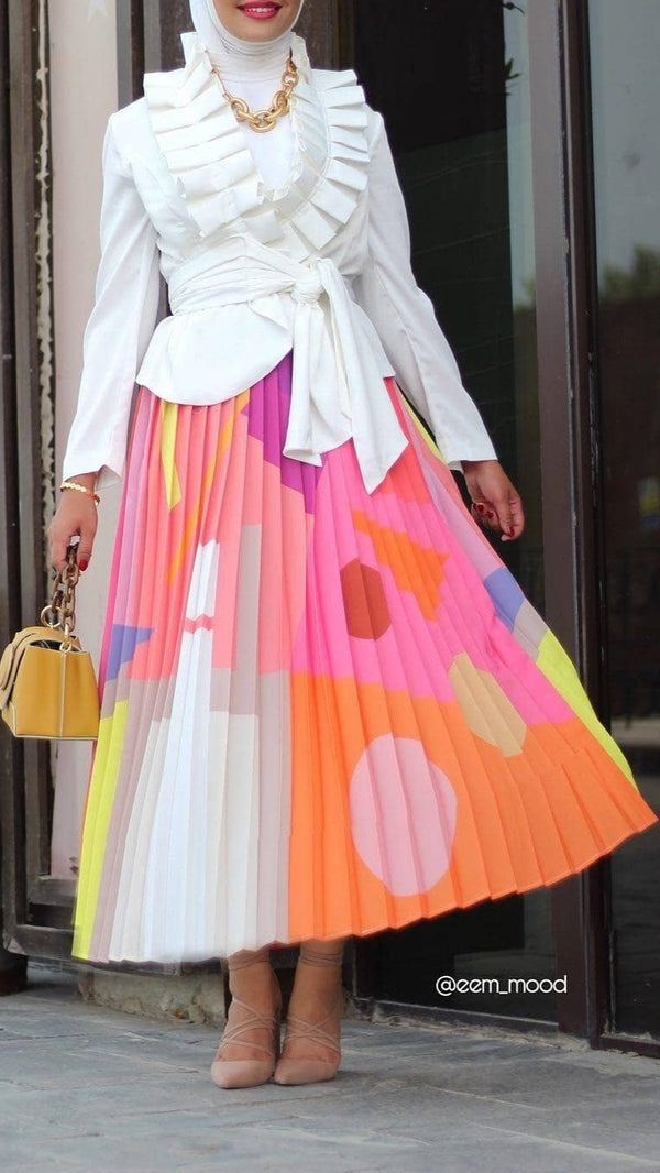 بدلة قميص كشكش وتنورة