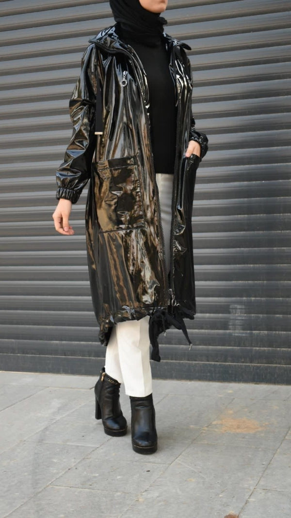 جاكيت جلد شايني